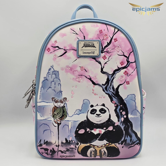 Loungefly DreamWorks Kung Fu Panda Po & Master Shifu Cherry Blossom Backpack New - Picture 1 of 10